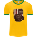 American Labrador USA Flag Dog Mens Ringer T-Shirt FotL Gold/Green