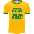 I'm Only Here for the Beer St. Patricks Day Mens White Ringer T-Shirt Gold/Green