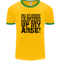 Sell My Camera? Photographer Photography Mens White Ringer T-Shirt Gold/Green