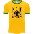 Halloween Cat Night Creature Witch Mens Ringer T-Shirt FotL Gold/Green