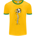 Headphone Wearing Skull Spine Mens Ringer T-Shirt FotL Gold/Green