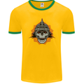 Pickelhaube Skull Prussian Helmet Biker Mens Ringer T-Shirt FotL Gold/Green