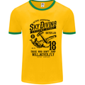 Skydiving Extreme Sports Skydiver Freefall Mens White Ringer T-Shirt Gold/Green