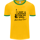 Guitar for My Wife Best Swap Ever Guitarist Mens White Ringer T-Shirt Gold/Green