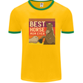 Equestrian Best Horse Mom Ever Funny Mens White Ringer T-Shirt Gold/Green