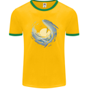 Ocean Whale & Octopus Mens Ringer T-Shirt FotL Gold/Green