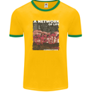 Mushrooms A Network of Life Mycology Mens Ringer T-Shirt FotL Gold/Green