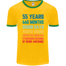 55th Birthday 55 Year Old Mens Ringer T-Shirt FotL Gold/Green