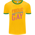 LGBT Pride Awareness Proud To Be Gay Mens Ringer T-Shirt FotL Gold/Green