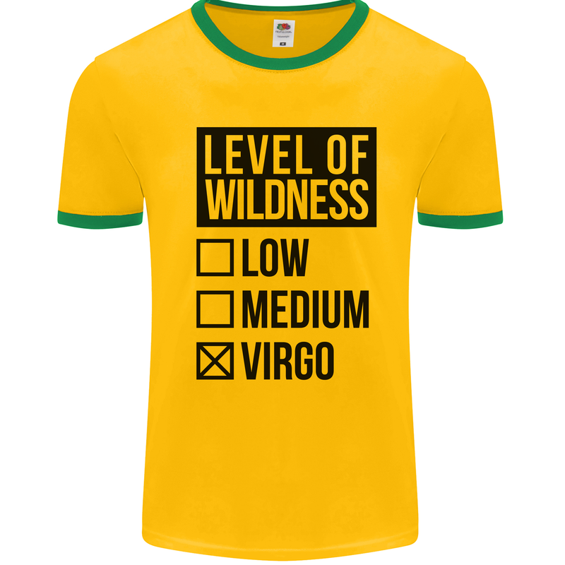 Levels of Wildness Virgo Mens White Ringer T-Shirt Gold/Green
