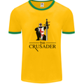 The Cusader Knights Templar St Georges Day Mens White Ringer T-Shirt Gold/Green