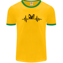 Drum Kit Pulse ECG Drummer Drumming Drum Mens White Ringer T-Shirt Gold/Green