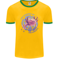 The Journey of the Axolotl Mens White Ringer T-Shirt Gold/Green