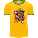 Japanese Fantasy Dragon Mens Ringer T-Shirt FotL Gold/Green