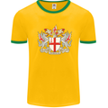 London Coat of Arms St Georges Day England Mens White Ringer T-Shirt Gold/Green