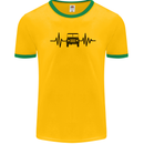 4X4 Heart Beat Pulse Off Road Roading Mens White Ringer T-Shirt Gold/Green