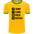 Skydiving Jump Land Pack Funny Skydiver Mens White Ringer T-Shirt Gold/Green