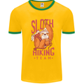 Sloth Hiking Team Trekking Rambling Funny Mens White Ringer T-Shirt Gold/Green