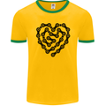 Heart Bike Chain Cycling Biker Motorbike Mens Ringer T-Shirt FotL Gold/Green