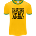 Give up Rugby? Union League Player Funny Mens Ringer T-Shirt FotL Gold/Green