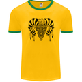 Tribal Bull Skull Buffalo Mens Ringer T-Shirt FotL Gold/Green