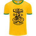 Live to Ride Motorbike Motorcycle Biker Mens White Ringer T-Shirt Gold/Green