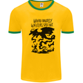 Fantasy Writer Author Novelist Dragons Mens Ringer T-Shirt Gold/Green