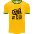 Two Wheels Move the Soul Motorcycle Biker Mens Ringer T-Shirt FotL Gold/Green