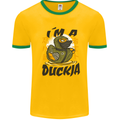 I'm a Duckja Funny Duck Ninja Mens White Ringer T-Shirt Gold/Green