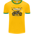 Cafe Racer Motorbike Motorcycle Biker Mens Ringer T-Shirt FotL Gold/Green