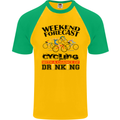 Weekend Forecast Cycling Cyclist Bicycle Mens S/S Baseball T-Shirt Gold/Green