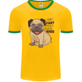 Pug I Didn't Fart My Butt Blew You a Kiss Mens Ringer T-Shirt FotL Gold/Green