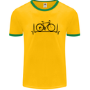 Cycling Heart Beat Bike Bicycle Cyclist ECG Mens White Ringer T-Shirt Gold/Green