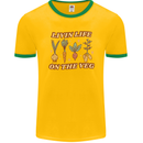Vegan Living Life on the Veg Vegetarian Mens Ringer T-Shirt FotL Gold/Green