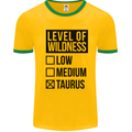Levels of Wildness Taurus Mens White Ringer T-Shirt Gold/Green