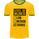 Levels of Wildness Taurus Mens White Ringer T-Shirt Gold/Green