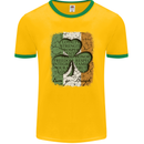 St Patricks Day Shamrock 3 Leaf Clover Mens Ringer T-Shirt FotL Gold/Green