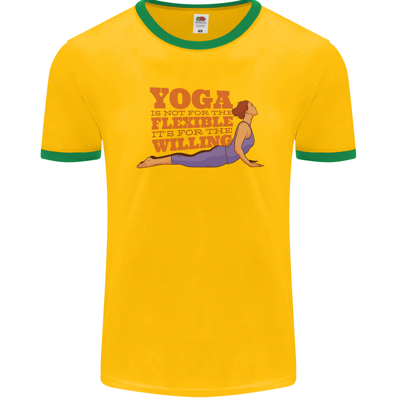 Funny Inspirational Yoga Mens Ringer T-Shirt FotL Gold/Green