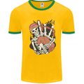 Bagpipes Skeleton Mens Ringer T-Shirt Gold/Green