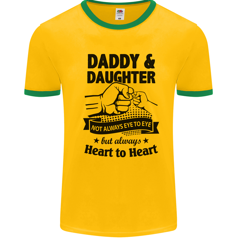 Daddy and Daughter Funny Father's Day Mens White Ringer T-Shirt Gold/Green