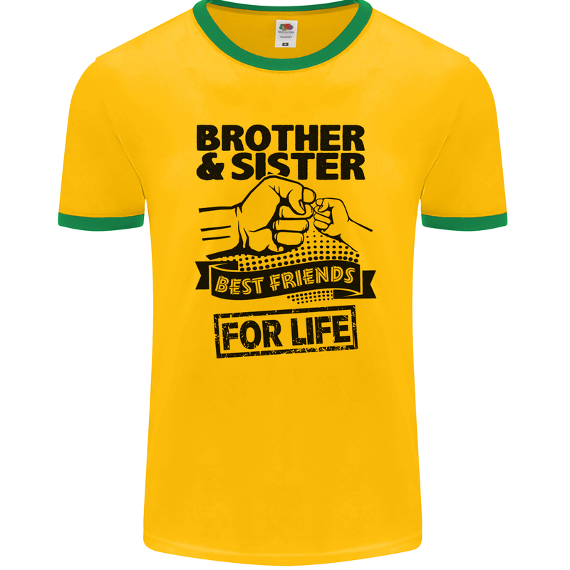 Brother & Sister Best Friends Siblings Mens Ringer T-Shirt FotL Gold/Green