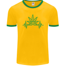 Weed Pulse Heart Cannabis Drugs ECG Mens Ringer T-Shirt FotL Gold/Green