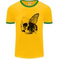 A Butterfly Skull Mens Ringer T-Shirt Gold/Green