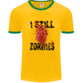 I Still Heart Zombies Apocalypse Mens White Ringer T-Shirt Gold/Green