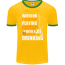 Guitar Forecast Funny Beer Alcohol Mens Ringer T-Shirt FotL Gold/Green