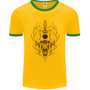Sabre Tooth Tiger Skull Sword Mens Ringer T-Shirt FotL Gold/Green