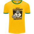 Who's Awesome You're Awesome Funny Mens White Ringer T-Shirt Gold/Green