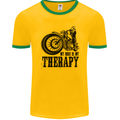 My Therapy Motorcycle Motorbike Biker Mens Ringer T-Shirt FotL Gold/Green