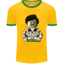 Pablo Escobar Mens White Ringer T-Shirt Gold/Green