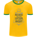 Sailing Captain Narrow Boat Barge Sailor Mens White Ringer T-Shirt Gold/Green